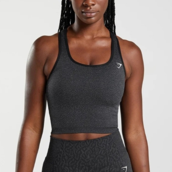 Gymshark Tops - Gymshark Adapt Animal Seamless Crop Tank in Reef Black